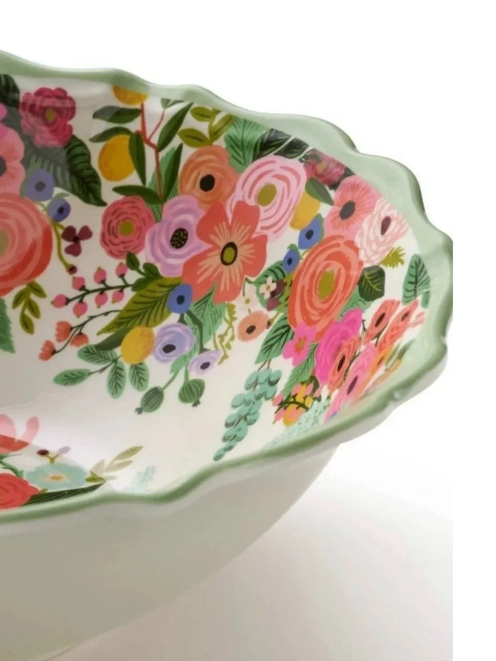 Rifle Paper Company Garden Party Floral Scalloped Melamine Serving Bowl!
